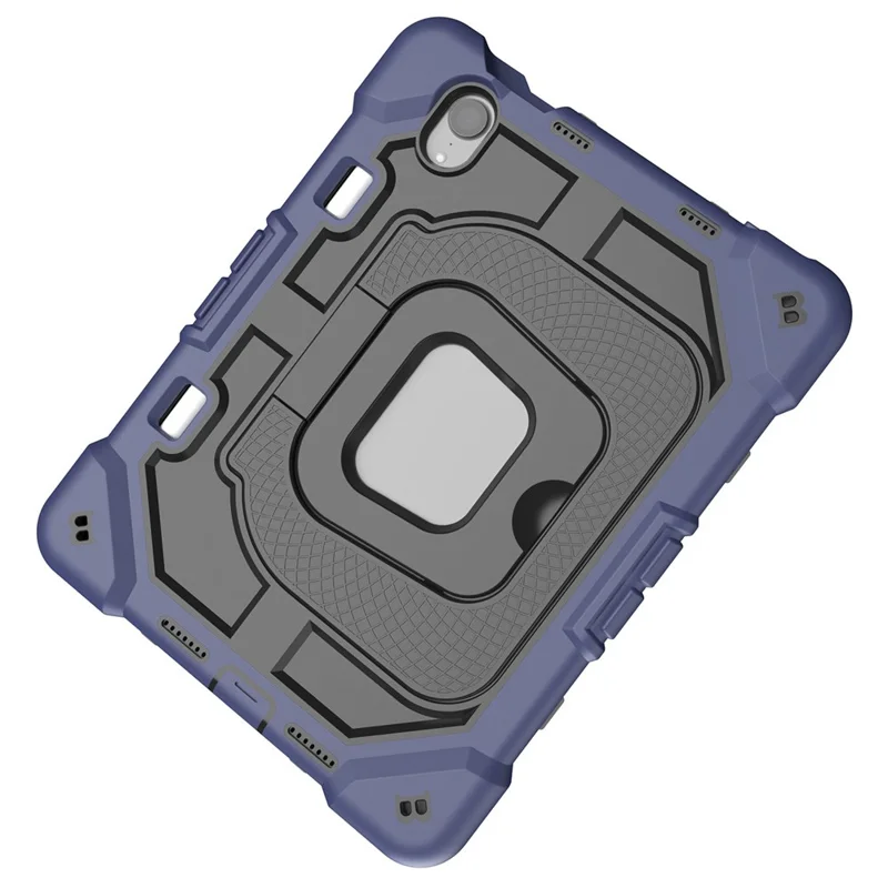 For iPad mini (2024) / (2021) Case Kickstand Silicone + PC Shockproof Protective Tablet Cover - Navy Blue + Black