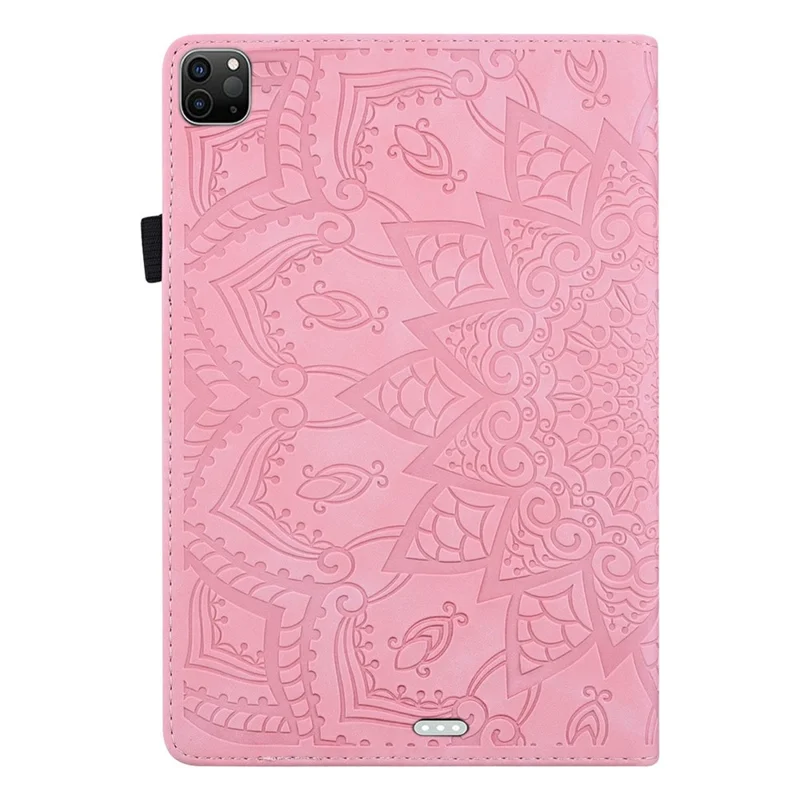 Funda para tableta para iPad Pro 13 (2025) / (2024) con diseño impreso de flor, carcasa de cuero de becerro con soporte y correa para bolígrafo - Rosa