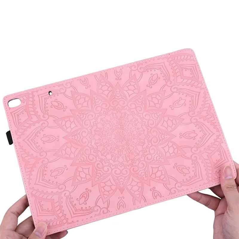 Funda para tableta para iPad Pro 13 (2025) / (2024) con diseño impreso de flor, carcasa de cuero de becerro con soporte y correa para bolígrafo - Rosa