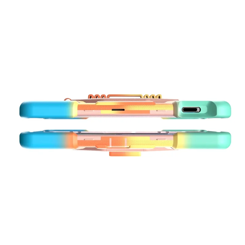 Cover per iPad Air 13 (2026) / (2025) / (2024) con Supporto e Cinturino da Polso, Custodia per Tablet in PC + Silicone - Arcobaleno+Rosa