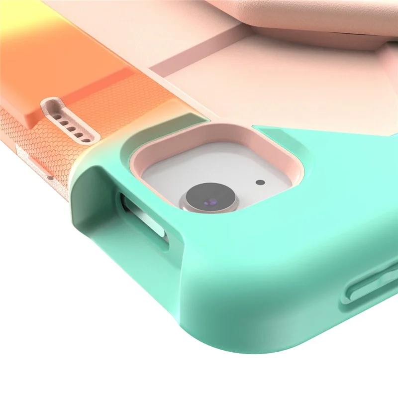 Cover per iPad Air 13 (2026) / (2025) / (2024) con Impugnatura a Maniglia e Supporto Integrato in PC + Silicone - Arcobaleno+Rosa