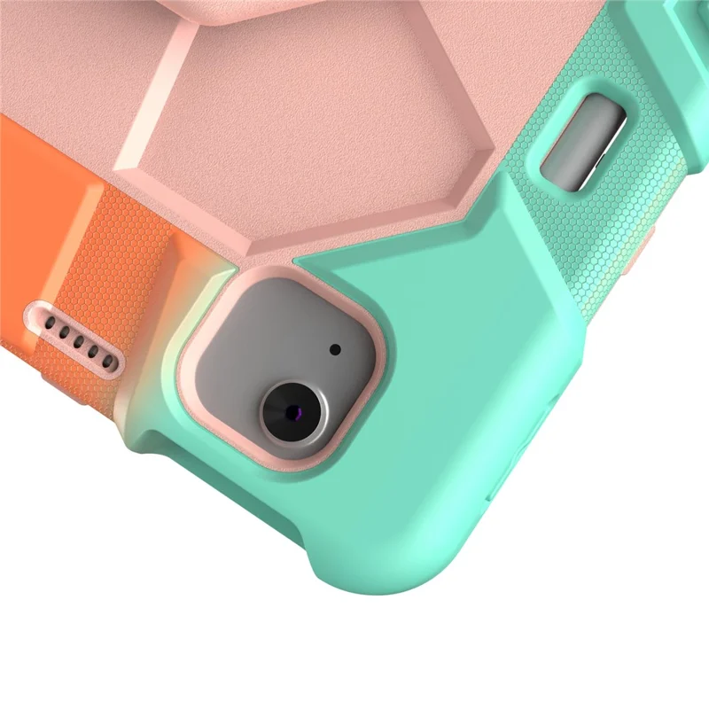 Cover per iPad Air 13 (2026) / (2025) / (2024) con Impugnatura a Maniglia e Supporto Integrato in PC + Silicone - Arcobaleno+Rosa