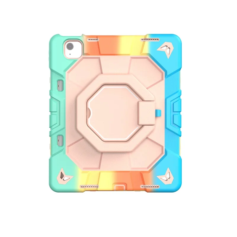 Cover per iPad Air 13 (2026) / (2025) / (2024) con Impugnatura a Maniglia e Supporto Integrato in PC + Silicone - Arcobaleno+Rosa