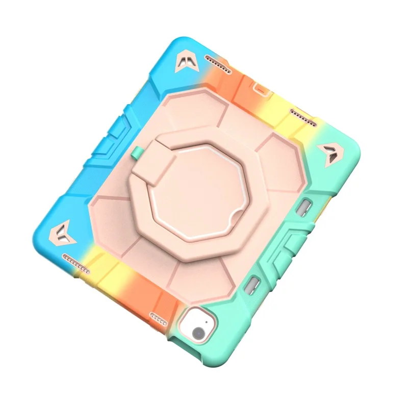 Cover per iPad Air 13 (2026) / (2025) / (2024) con Impugnatura a Maniglia e Supporto Integrato in PC + Silicone - Arcobaleno+Rosa