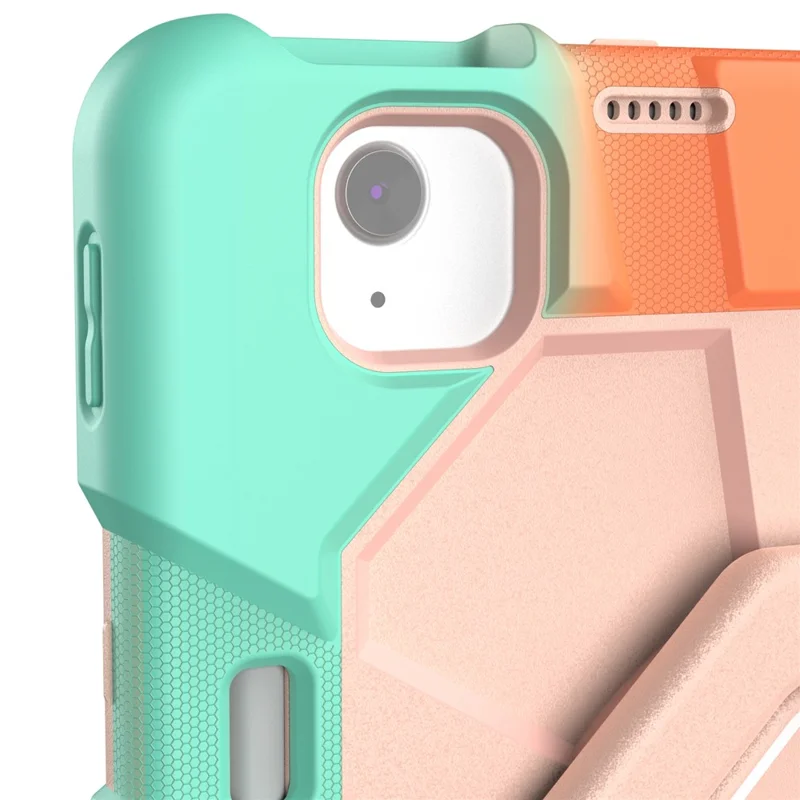 Cover per iPad Air 13 (2026) / (2025) / (2024) con Impugnatura a Maniglia e Supporto Integrato in PC + Silicone - Arcobaleno+Rosa