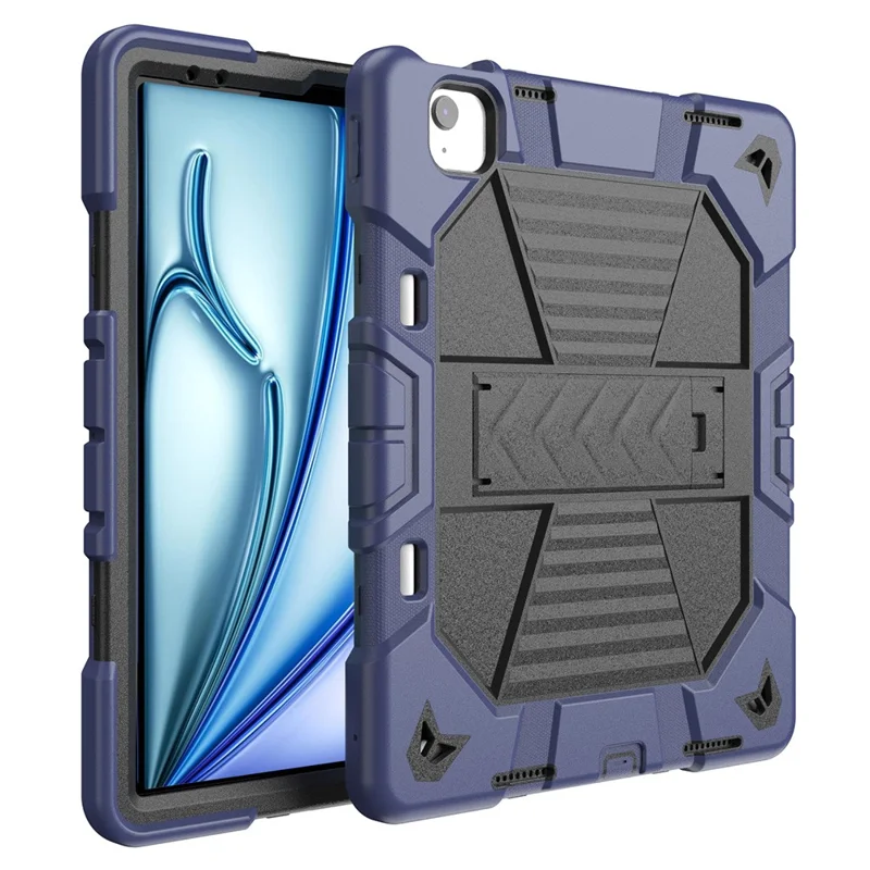 Cover per iPad Air 13 (2026) / (2025) / (2024) con Supporto, Custodia Protettiva Antiurto in PC + Silicone - Blu Navy + Nero