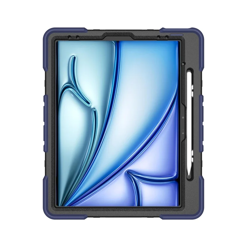 Cover per iPad Air 13 (2026) / (2025) / (2024) con Supporto, Custodia Protettiva Antiurto in PC + Silicone - Blu Navy + Nero