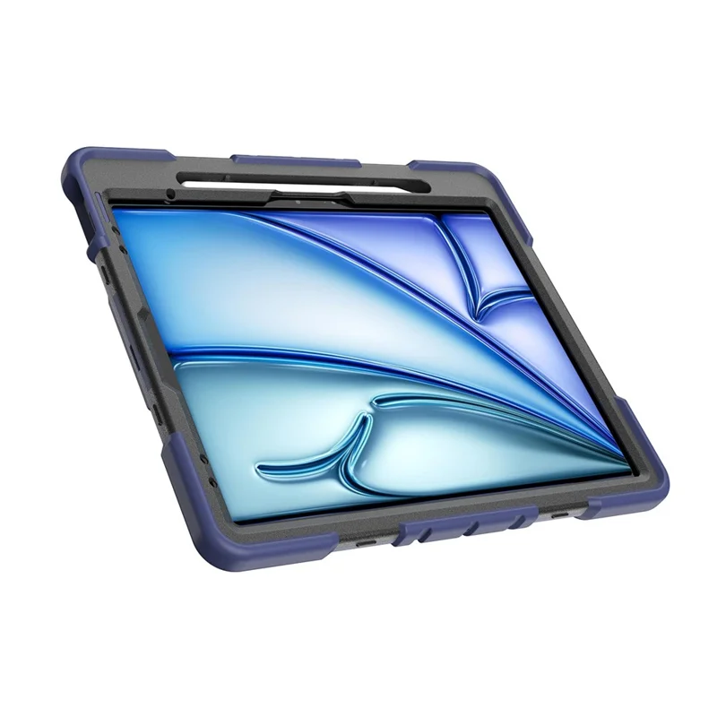 Cover per iPad Air 13 (2026) / (2025) / (2024) con Supporto, Custodia Protettiva Antiurto in PC + Silicone - Blu Navy + Nero