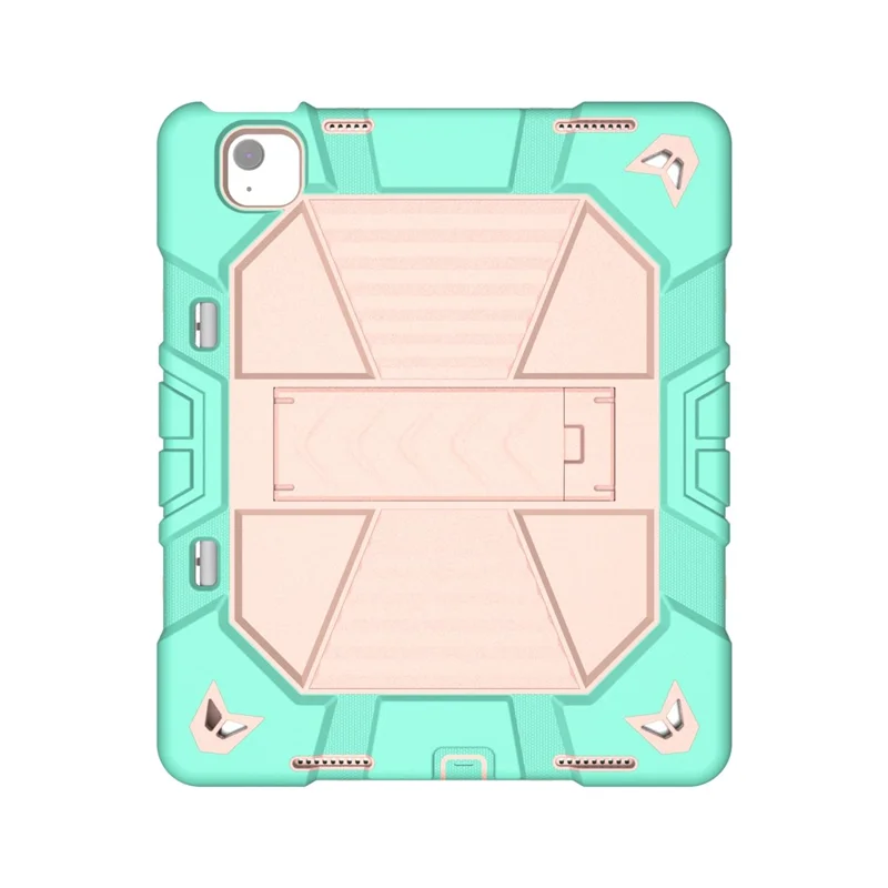 For iPad Air 13 (2026)  /  (2025)  /  (2024) Tablet Case with Kickstand PC + Silicone Shockproof Protective Cover - Grass Green + Pink