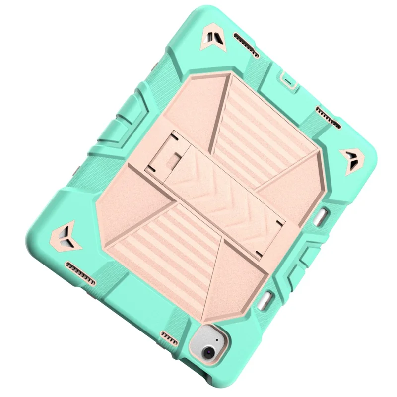 For iPad Air 13 (2026)  /  (2025)  /  (2024) Tablet Case with Kickstand PC + Silicone Shockproof Protective Cover - Grass Green + Pink