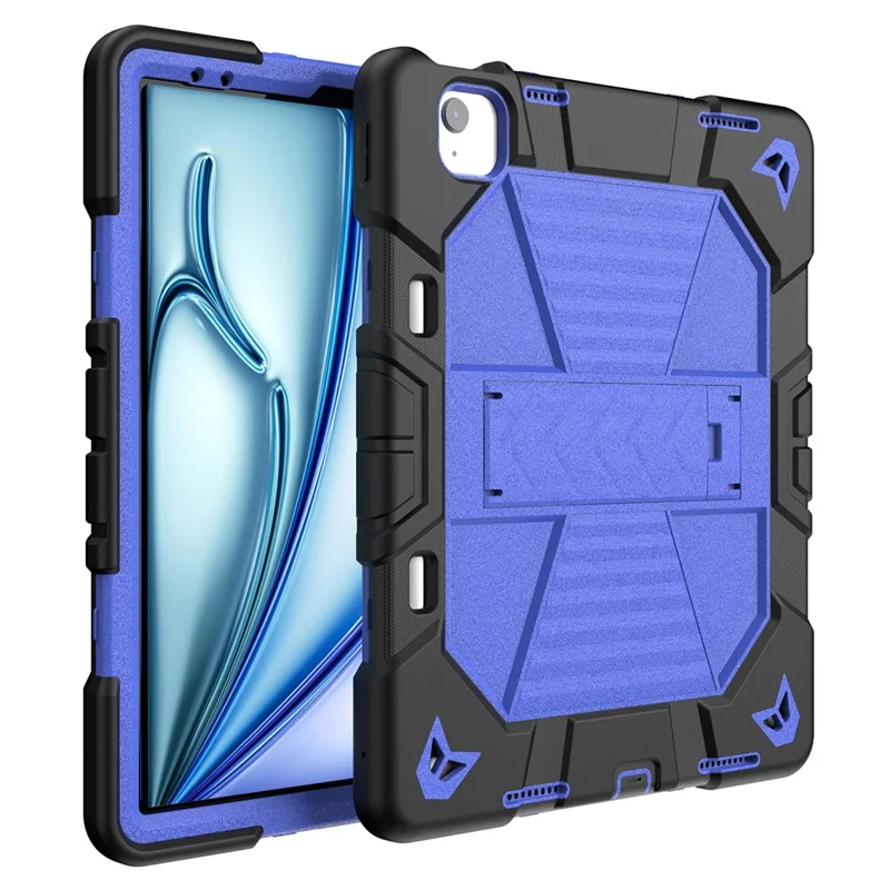 Funda para iPad Air 13 (2026) / (2025) / (2024) con soporte integrado, funda protectora resistente de policarbonato + silicona - Negro + Azul