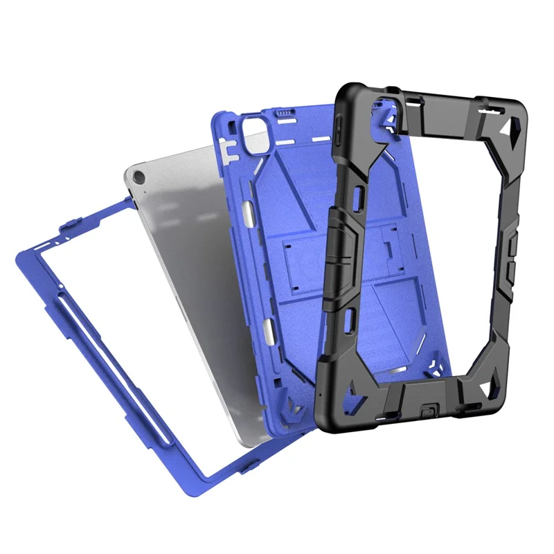 Funda para iPad Air 13 (2026) / (2025) / (2024) con soporte integrado, funda protectora resistente de policarbonato + silicona - Negro + Azul