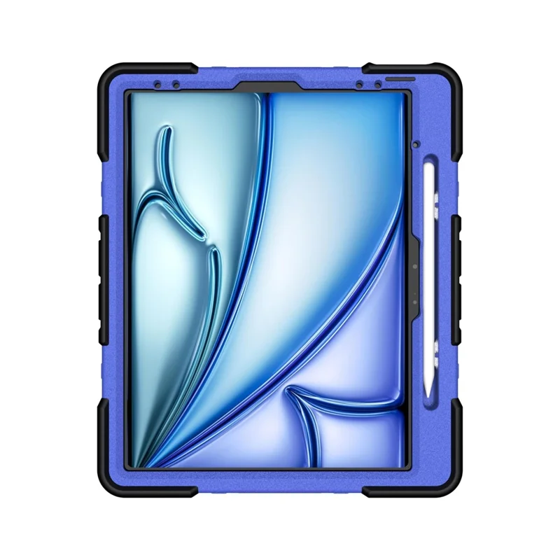 Funda para iPad Air 13 (2026) / (2025) / (2024) con soporte integrado, funda protectora resistente de policarbonato + silicona - Negro + Azul