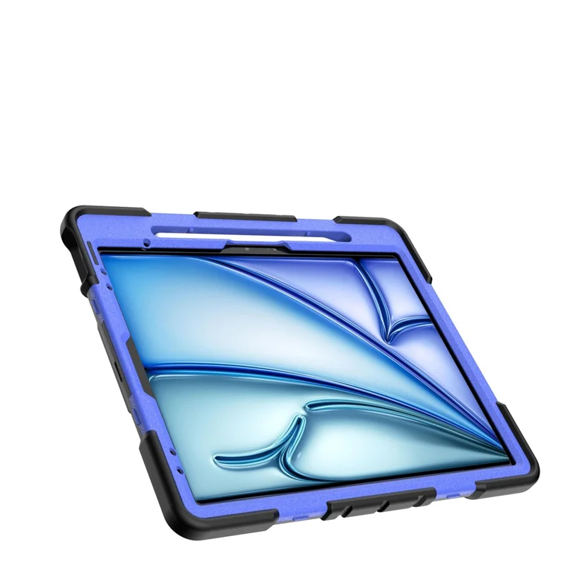 Funda para iPad Air 13 (2026) / (2025) / (2024) con soporte integrado, funda protectora resistente de policarbonato + silicona - Negro + Azul