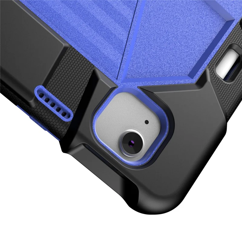 Funda para iPad Air 13 (2026) / (2025) / (2024) con soporte integrado, funda protectora resistente de policarbonato + silicona - Negro + Azul