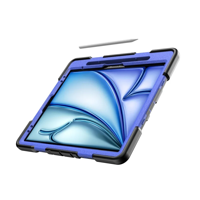 Funda para iPad Air 13 (2026) / (2025) / (2024) con soporte integrado, funda protectora resistente de policarbonato + silicona - Negro + Azul
