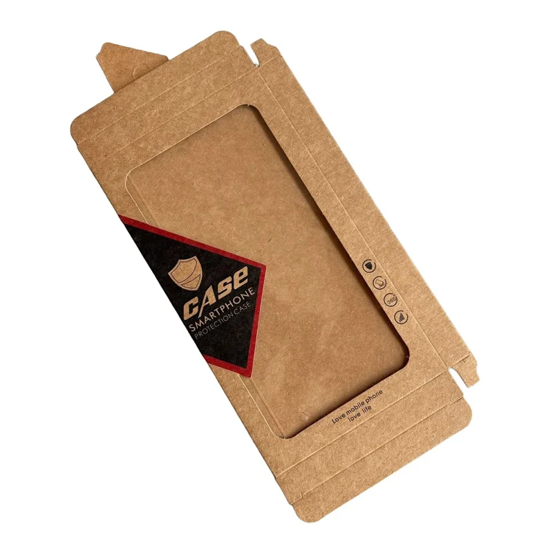 18 x 10 x 1.5cm Kraft Paper Phone Case Packaging Box with Window Phone Cover Retail Display Box - Style 1