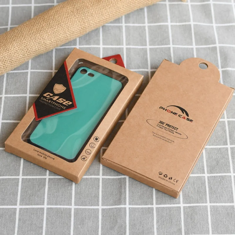 18 x 10 x 1.5cm Kraft Paper Phone Case Packaging Box with Window Phone Cover Retail Display Box - Style 1