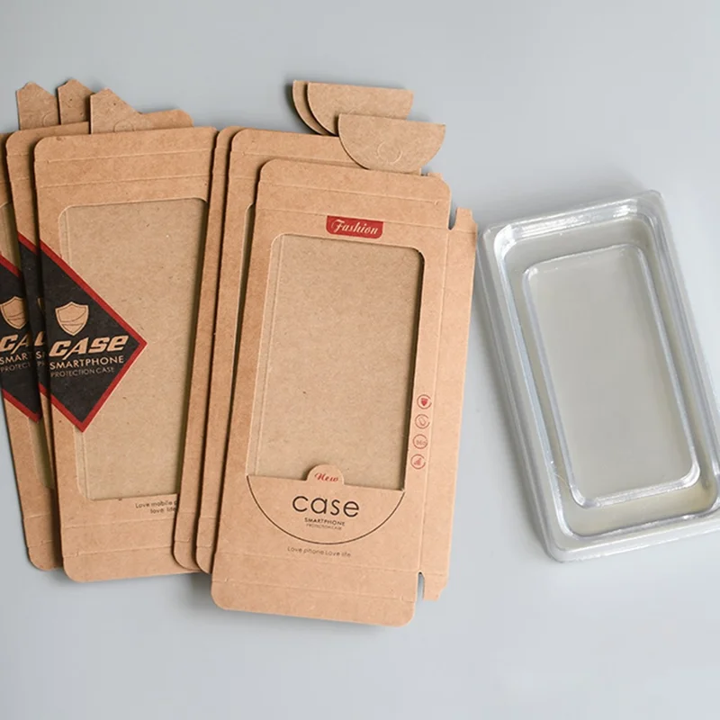 18 x 10 x 1.5cm Kraft Paper Phone Case Packaging Box with Window Phone Cover Retail Display Box - Style 1