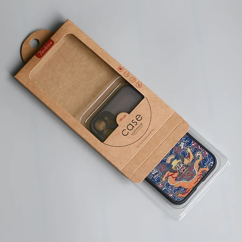 18 x 10 x 1.5cm Kraft Paper Phone Case Packaging Box with Window Phone Cover Retail Display Box - Style 1