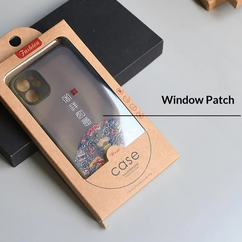 18 x 10 x 1.5cm Kraft Paper Phone Case Packaging Box with Window Phone Cover Retail Display Box - Style 1