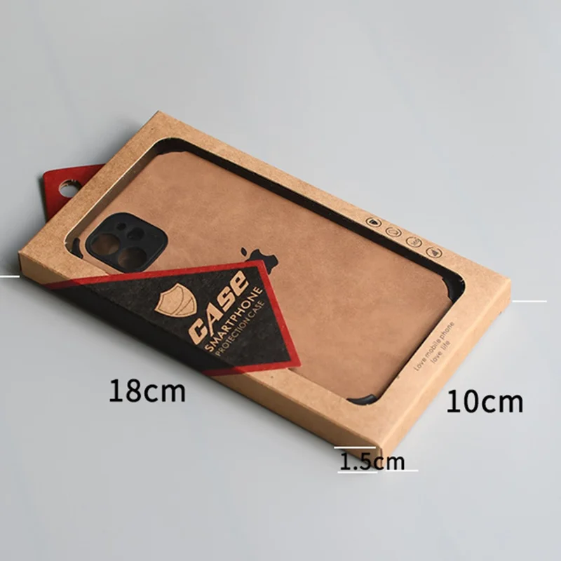 18 x 10 x 1.5cm Kraft Paper Phone Case Packaging Box with Window Phone Cover Retail Display Box - Style 1