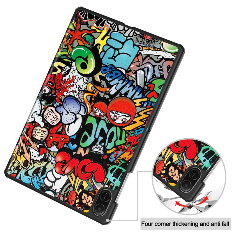 For Honor Pad X8b Case Tri-fold Stand Pattern Print Leather Tablet Cover - Graffiti