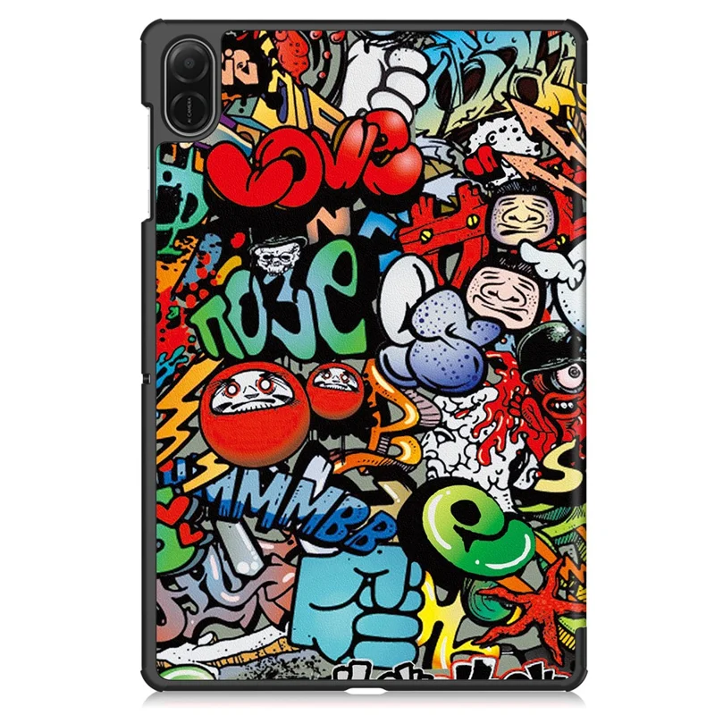 For Honor Pad X8b Case Tri-fold Stand Pattern Print Leather Tablet Cover - Graffiti