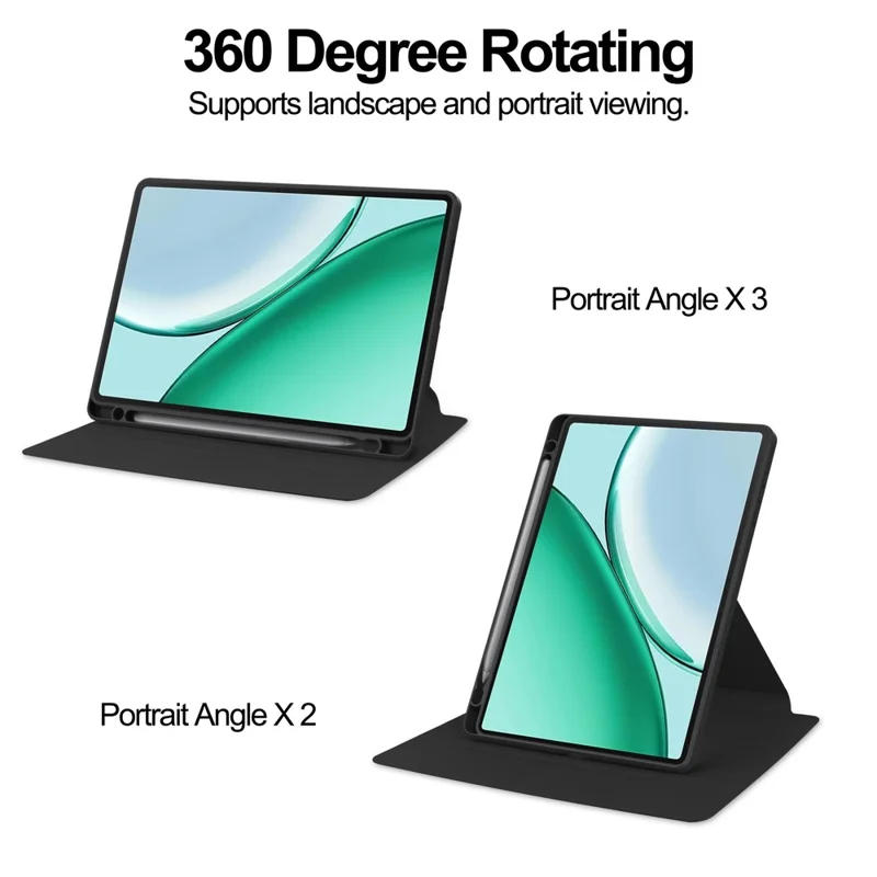 For Honor Pad X8b Case 360 Degree Rotary Stand PU Leather + Acrylic Tablet Cover (Without Keyboard) - Black