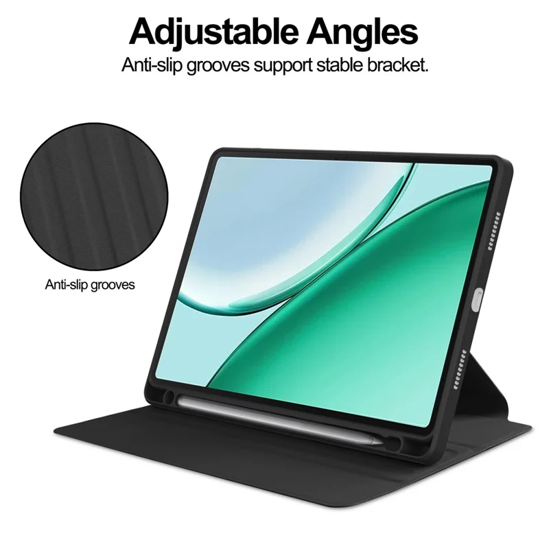 For Honor Pad X8b Case 360 Degree Rotary Stand PU Leather + Acrylic Tablet Cover (Without Keyboard) - Black