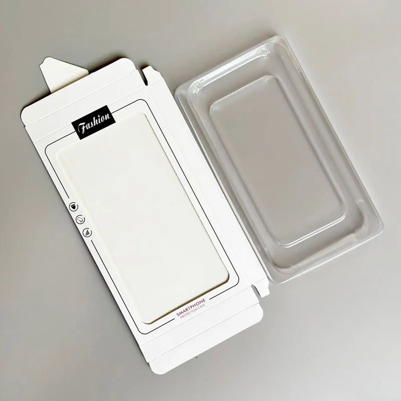 18 x 10 x 1.5cm Packaging Box with Blister Inner Tray Hanging Hook Display Window Phone Case Package - White
