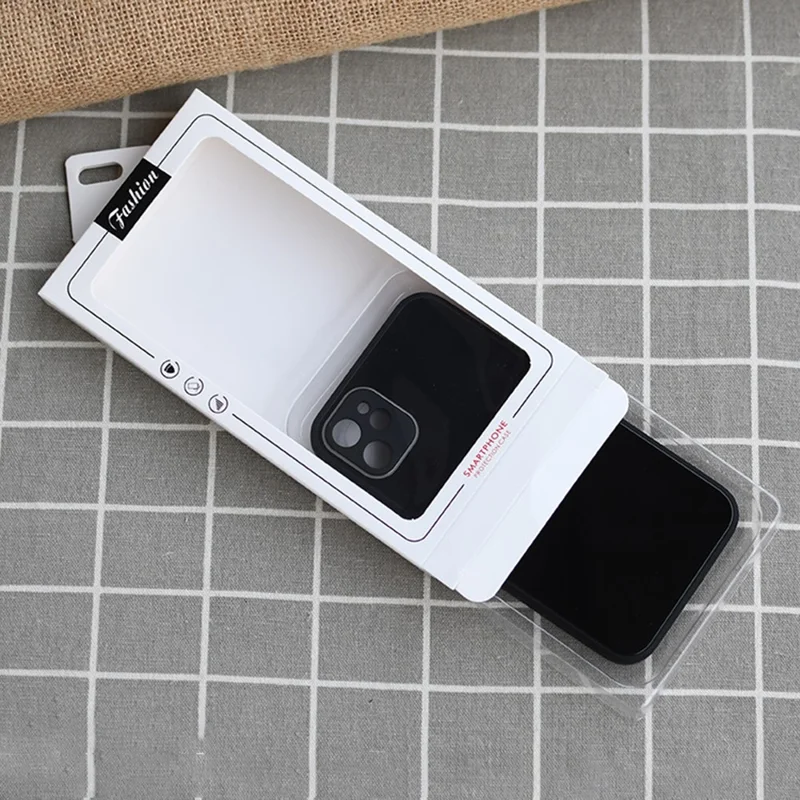 18 x 10 x 1.5cm Packaging Box with Blister Inner Tray Hanging Hook Display Window Phone Case Package - White