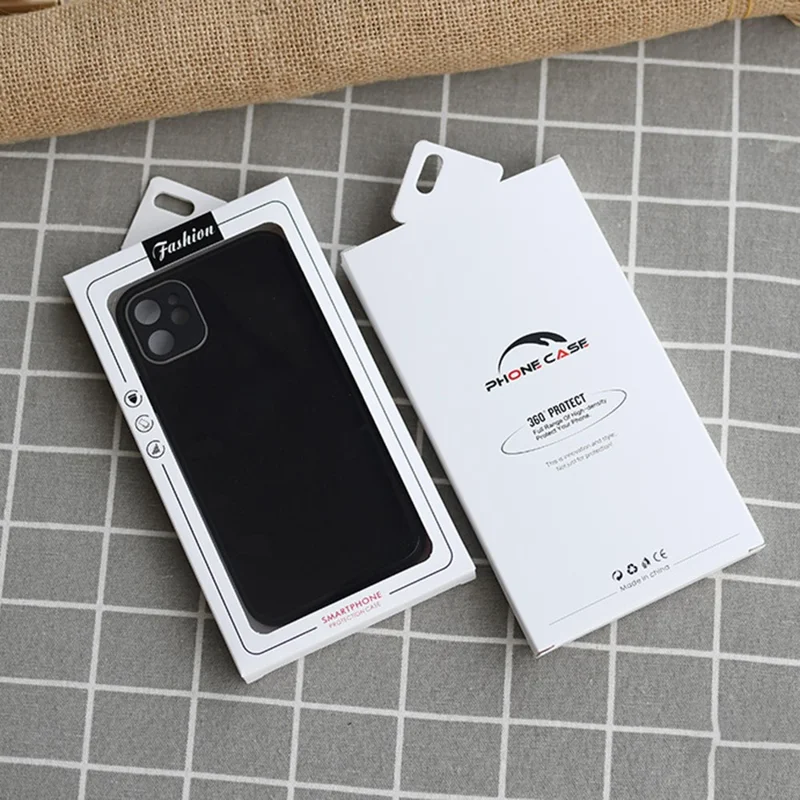 18 x 10 x 1.5cm Packaging Box with Blister Inner Tray Hanging Hook Display Window Phone Case Package - White