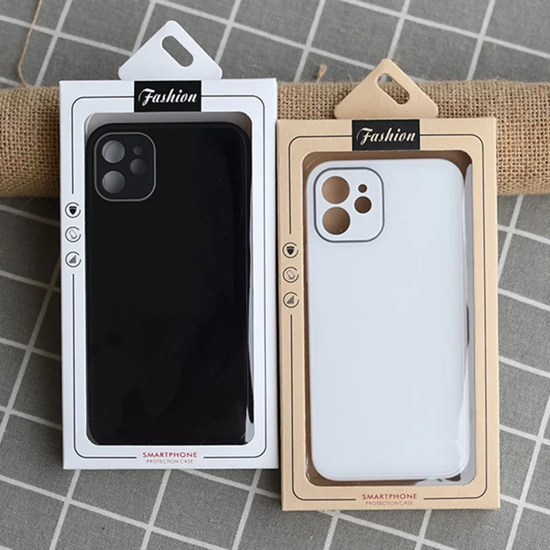 18 x 10 x 1.5cm Packaging Box with Blister Inner Tray Hanging Hook Display Window Phone Case Package - White
