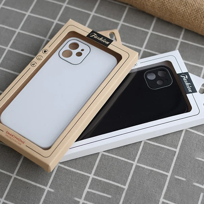 18 x 10 x 1.5cm Packaging Box with Blister Inner Tray Hanging Hook Display Window Phone Case Package - White