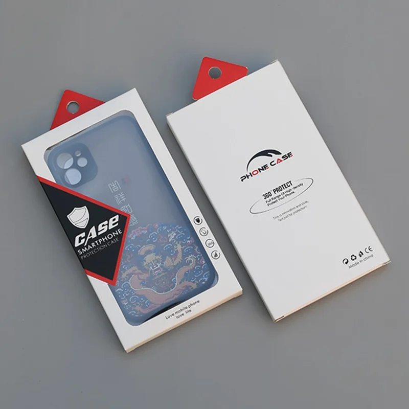 18.2 x 10 x 1.5cm Phone Case Packaging Box Cardboard Retail Display Box with Blister Inner Tray - Black / Red