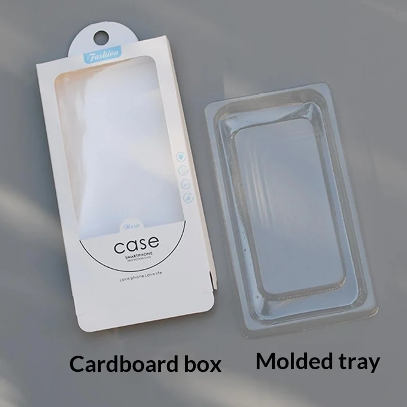 18.2 x 10 x 1.5cm Phone Case Packaging Box Cardboard Retail Display Box with Blister Inner Tray - Black / Red