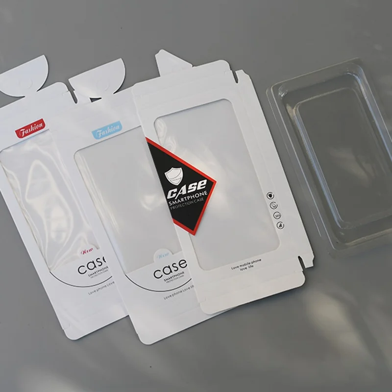 18.2 x 10 x 1.5cm Phone Case Packaging Box Cardboard Retail Display Box with Blister Inner Tray - Black / Red