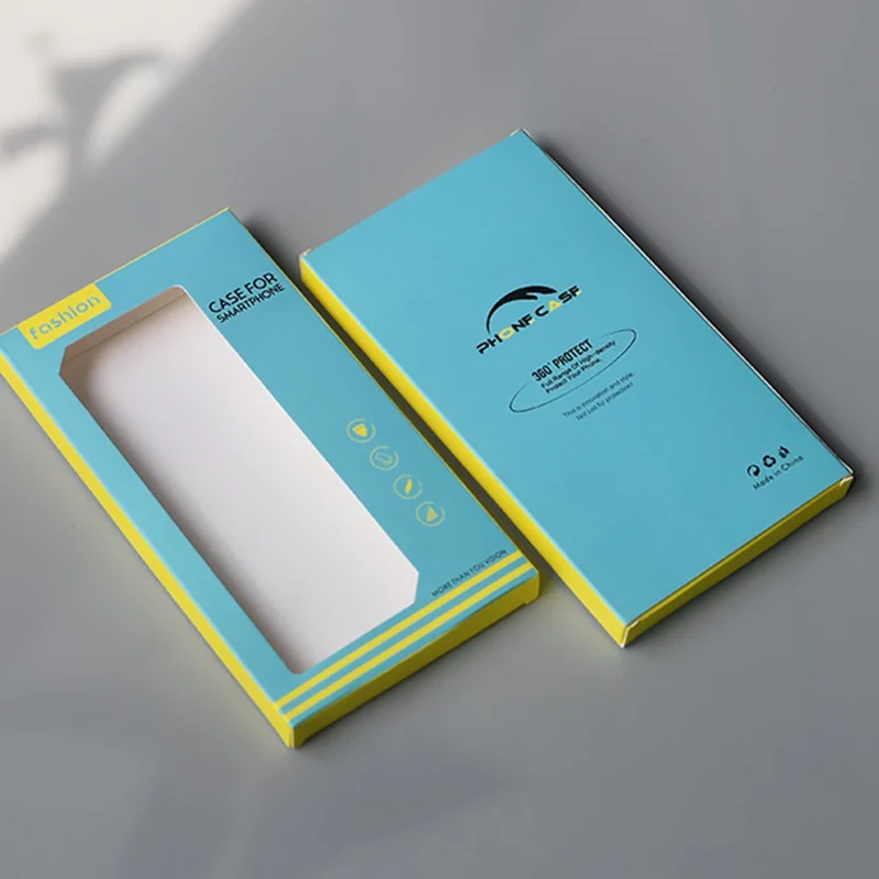 K2 18.2 x 10 x 1.5cm Phone Case Packaging Box Window Style Phone Cover Retail Display Box - Blue / Yellow