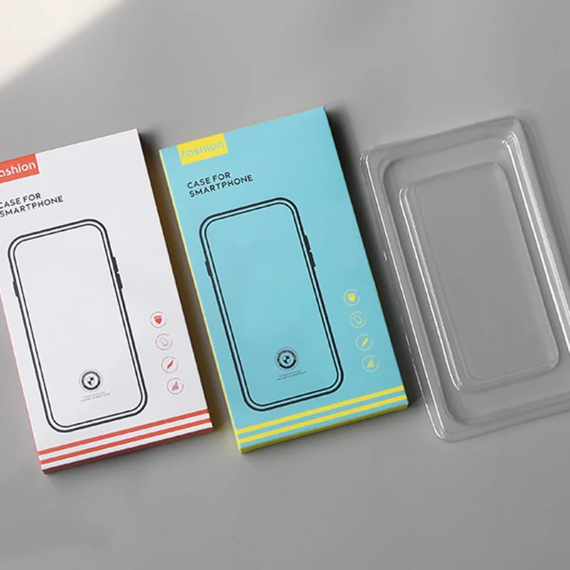 k2 18.2 x 10 x 1.5cm Phone Case Packaging Box with Blister Inner Tray Phone Cover Paper Box (without Window) - Blue  /  Yellow
