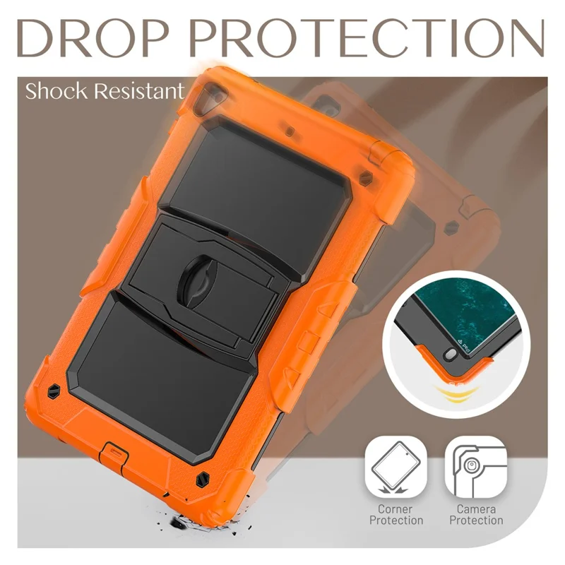 Kickstand Case for iPad 9.7-inch (2018) / (2017) / iPad Pro 9.7 inch (2016) / iPad Air 2 PC + Silicone Tablet Cover with Shoulder Strap - Orange