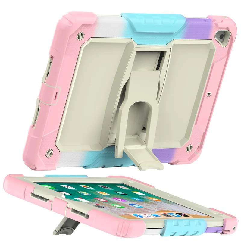 Kickstand Case for iPad 9.7-inch (2018) / (2017) / iPad Pro 9.7 inch (2016) / iPad Air 2 PC + Silicone Shockproof Tablet Cover - Camo Pink