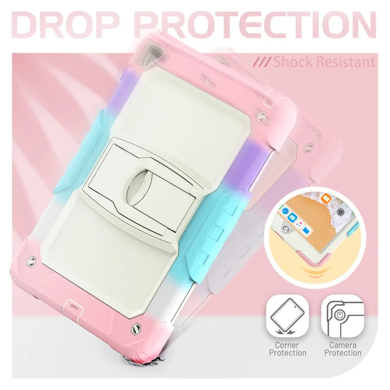 Kickstand Case for iPad 9.7-inch (2018) / (2017) / iPad Pro 9.7 inch (2016) / iPad Air 2 PC + Silicone Shockproof Tablet Cover - Camo Pink