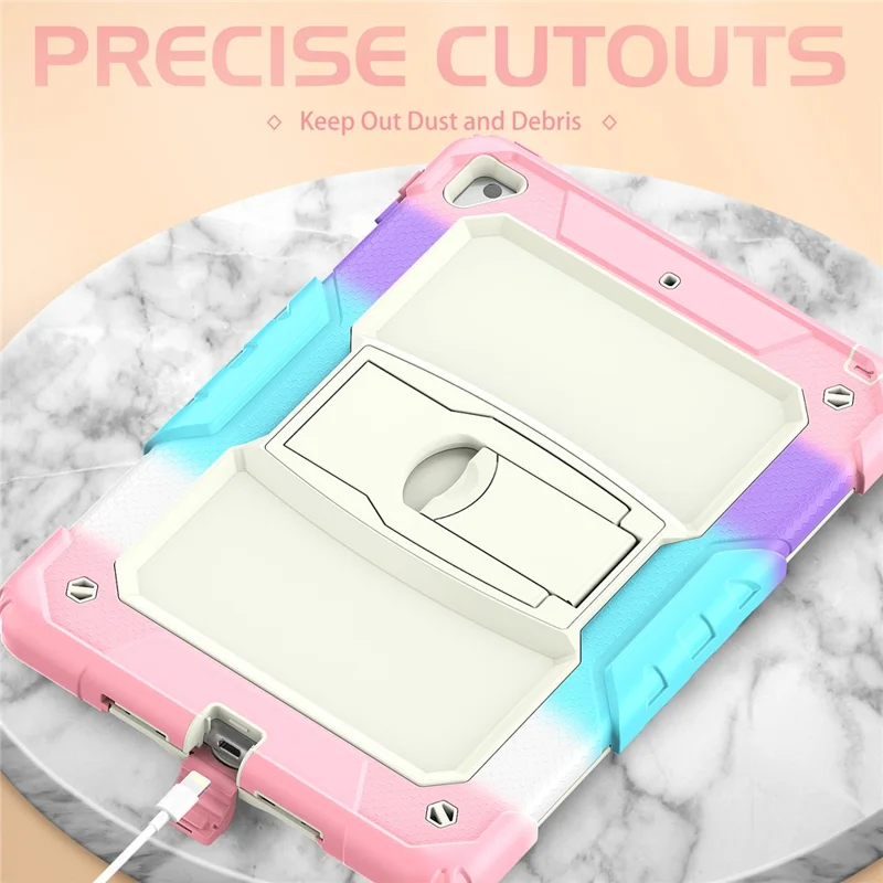 Kickstand Case for iPad 9.7-inch (2018) / (2017) / iPad Pro 9.7 inch (2016) / iPad Air 2 PC + Silicone Shockproof Tablet Cover - Camo Pink