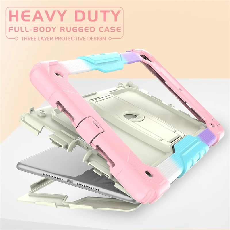 Kickstand Case for iPad 9.7-inch (2018) / (2017) / iPad Pro 9.7 inch (2016) / iPad Air 2 PC + Silicone Shockproof Tablet Cover - Camo Pink