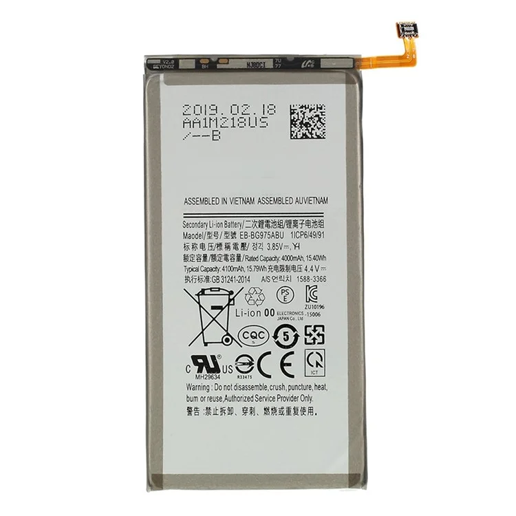 For Samsung Galaxy S10 Plus 3.85V 4000 mAh Rechargeable Li-ion Battery Replacement Part (Encode: EB-BG975ABU) (without Logo)