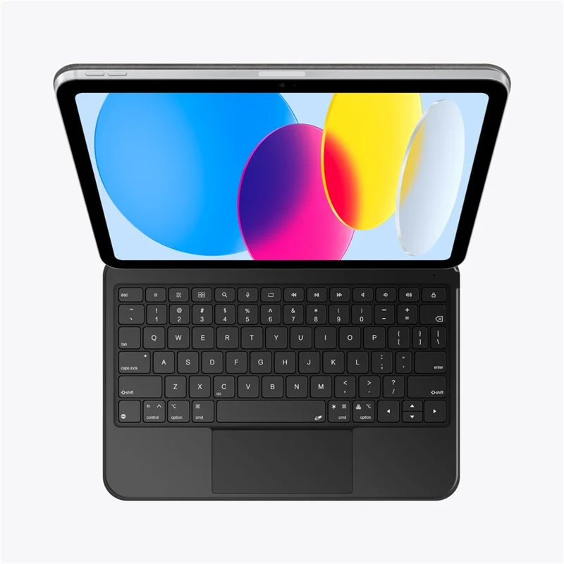 For iPad (2025) / iPad 10.9 (2022) Leather Case Magnetic Floating Bluetooth-compatible Keyboard with Touchpad - Black
