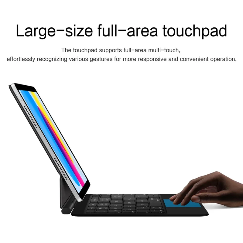 For iPad (2025) / iPad 10.9 (2022) Leather Case Magnetic Floating Bluetooth-compatible Keyboard with Touchpad - Black