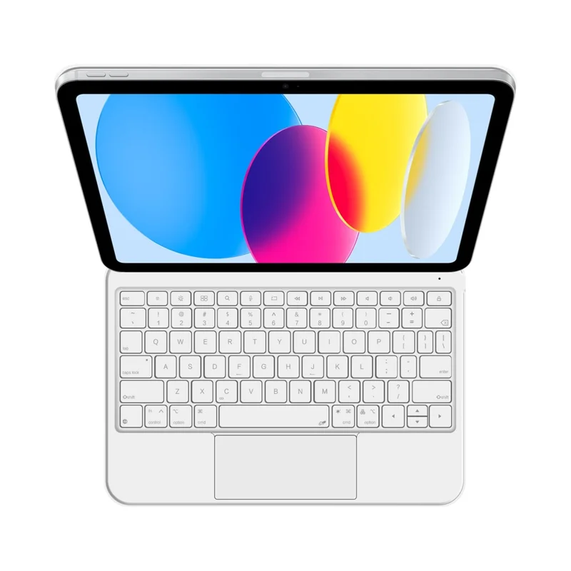 Чехол из кожи для iPad (2025) / iPad 10,9 (2022) с магнитной плавающей клавиатурой с Bluetooth и тачпадом — белый