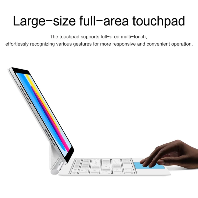 Чехол из кожи для iPad (2025) / iPad 10,9 (2022) с магнитной плавающей клавиатурой с Bluetooth и тачпадом — белый